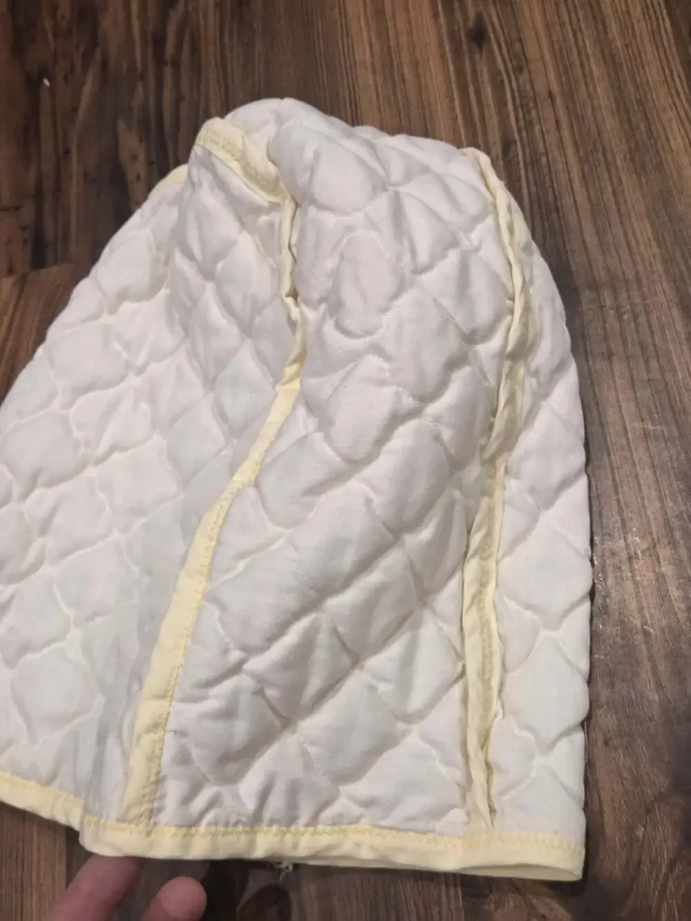 Vtg White Quilted Kitchen Appliance Dust Covers Set of 2 Yellow Trim Soft